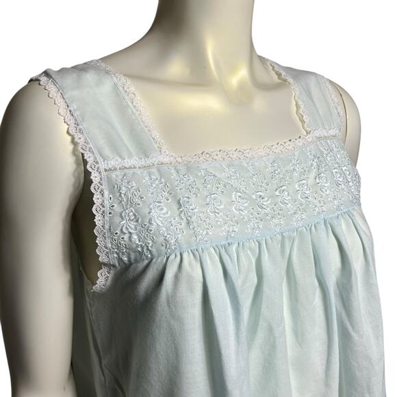 Adonna Vintage Nightgown Light Blue Eyelet Lace Cotton Blend Small - Picture 8 of 8